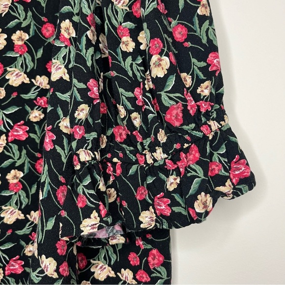 DRAPER JAMES RSVP Boho Red Floral Print Ruffle Sleeve Blouse Top - Picture 4 of 7